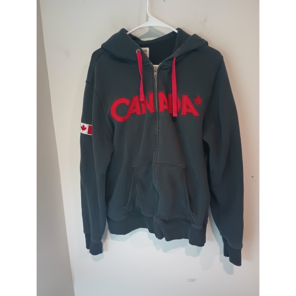 Hudson's Bay Team Canada 2014 Olympic Full Zip Hoodie Mens Medium Black Flag...
